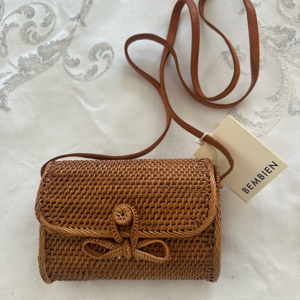 Bembien Tan Woven Crossbody Bag